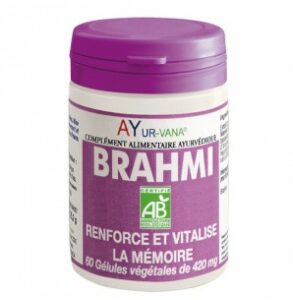 Un flacon de géllules de Brahmi, une aide essentielle pour votre mémoire