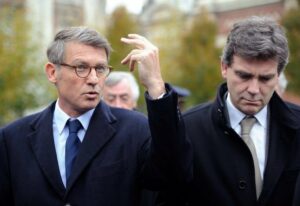 Vincent Peillon et Arnaud Montebourg, deux autres candidats à la primaire de la gauche (© AFP)