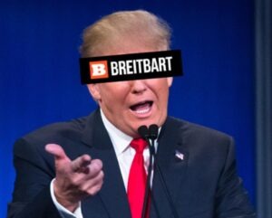 trump et le logo de breitbart