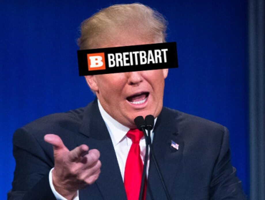 trump et le logo de breitbart