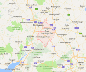 Le comté de Warwickshire est située dans le centre de l'Angleterre.