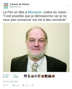 "Je ne veux pas consacrer ma vie à des connards", un maire prêt à démissionner après le score du FN dans sa commune