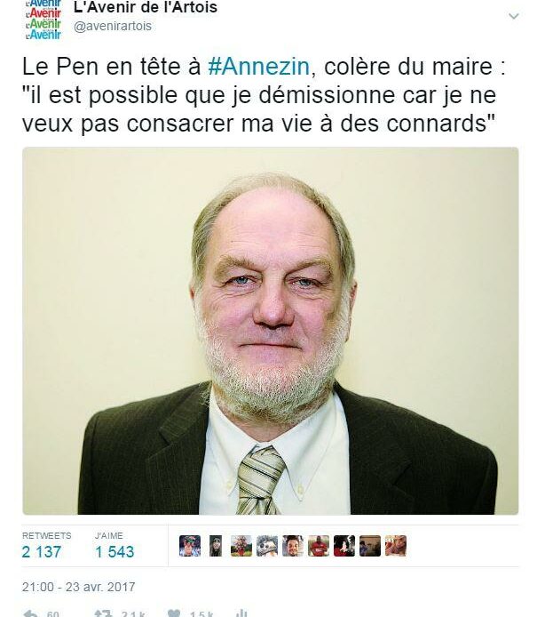 "Je ne veux pas consacrer ma vie à des connards", un maire prêt à démissionner après le score du FN dans sa commune