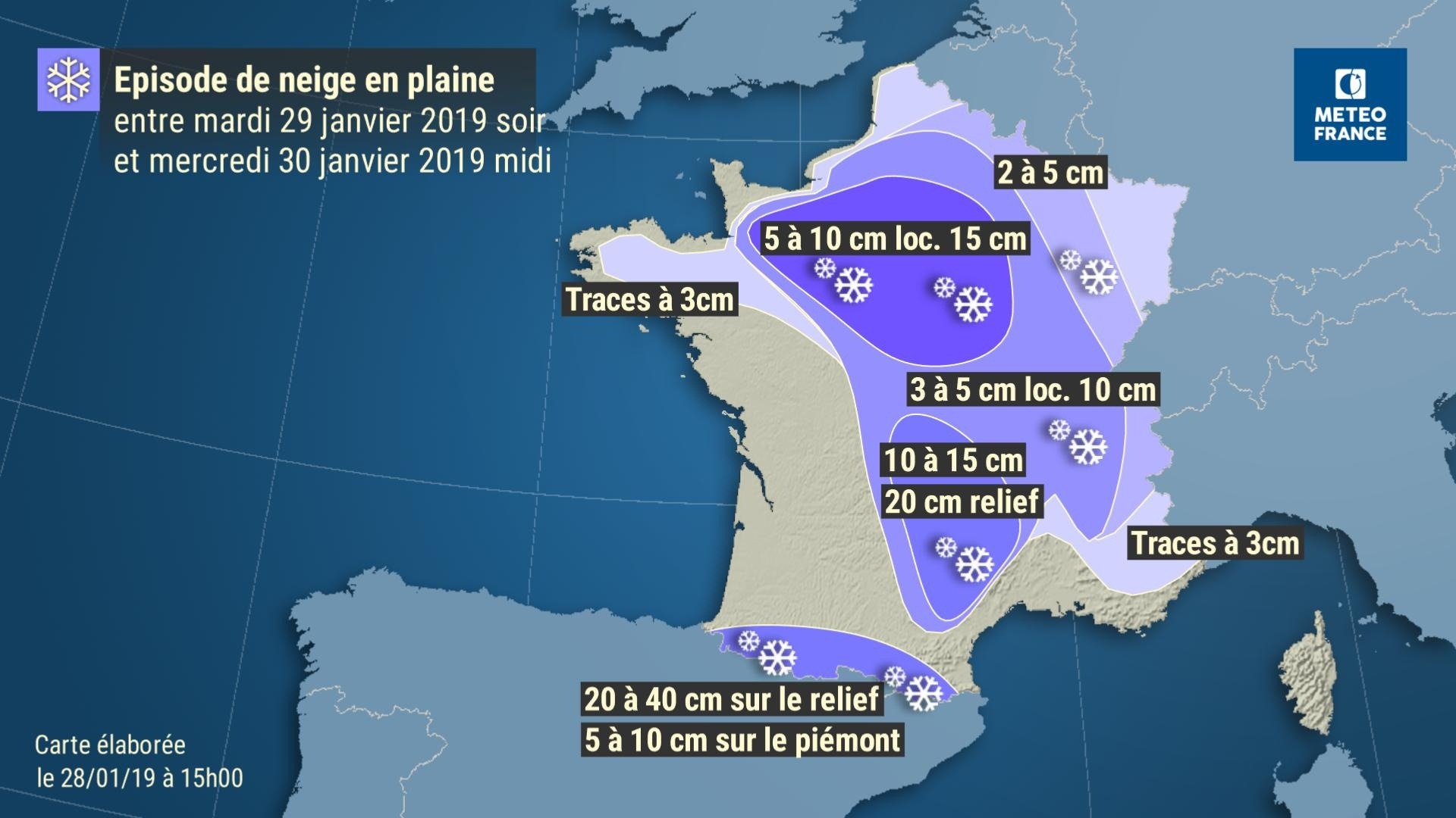 Episode de neige prévu suite à la tempête Gabriel / C.Meteo France