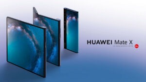 Photo du Huawei Mate X en position déplié, plié (des 2 cotés)
