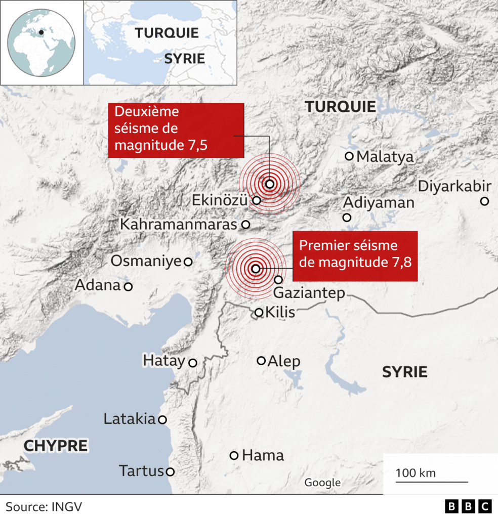 Carte turquie, séisme, université, étudiant, international, monde