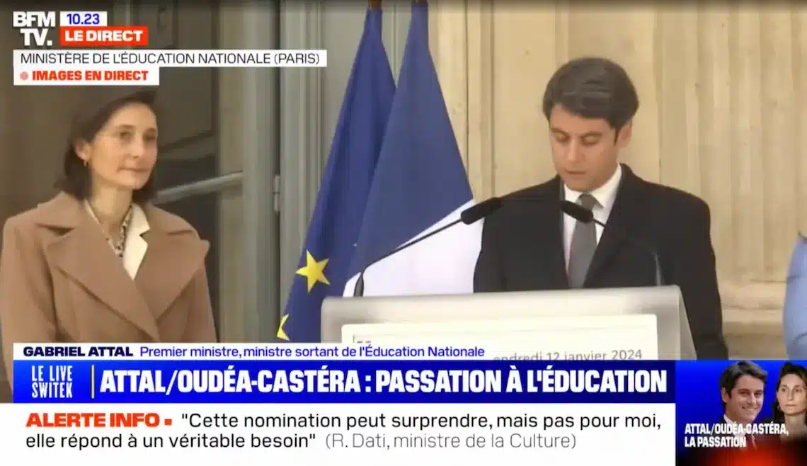 Jeudi 11 janvier, Amélie Oudéa-Castéra a succédé à Gabriel Attal au ministère de l'Éducation. ©BFMTV
